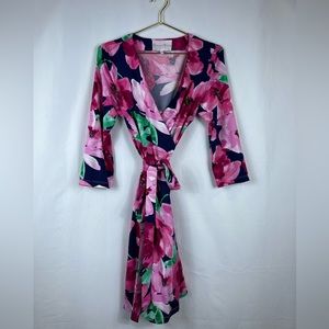 Charles Henry Spring floral wrap dress size L